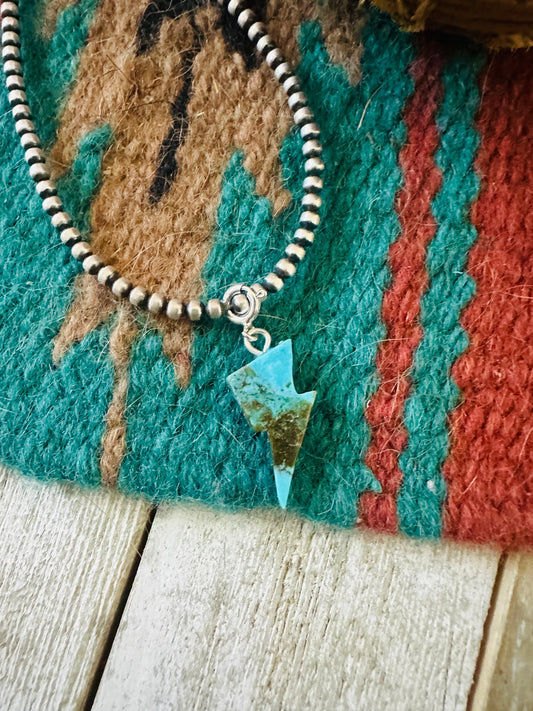 Handcrafted Hand Carved Turquoise Lightning Bolt Charm
