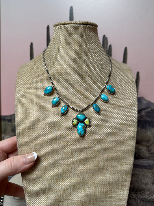 Handmade Sterling Silver South Hills Sonoran & Palomino Turquoise Necklace