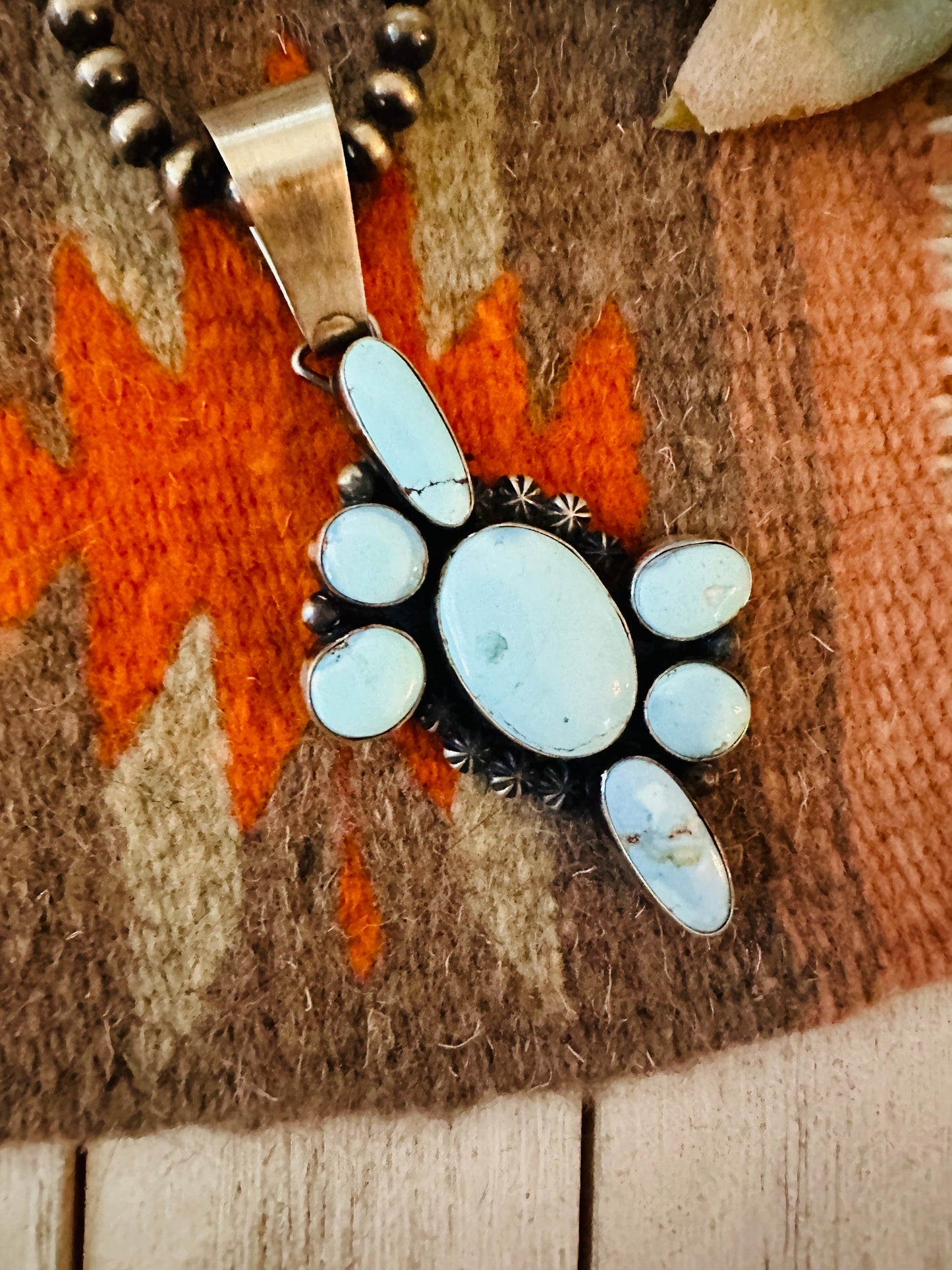 Handcrafted Golden Hills Turquoise & Sterling Silver Pendant by Paul Livingston