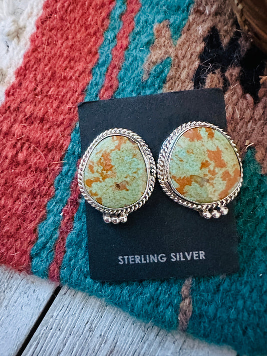 Handcrafted Turquoise & Sterling Silver Post Earrings