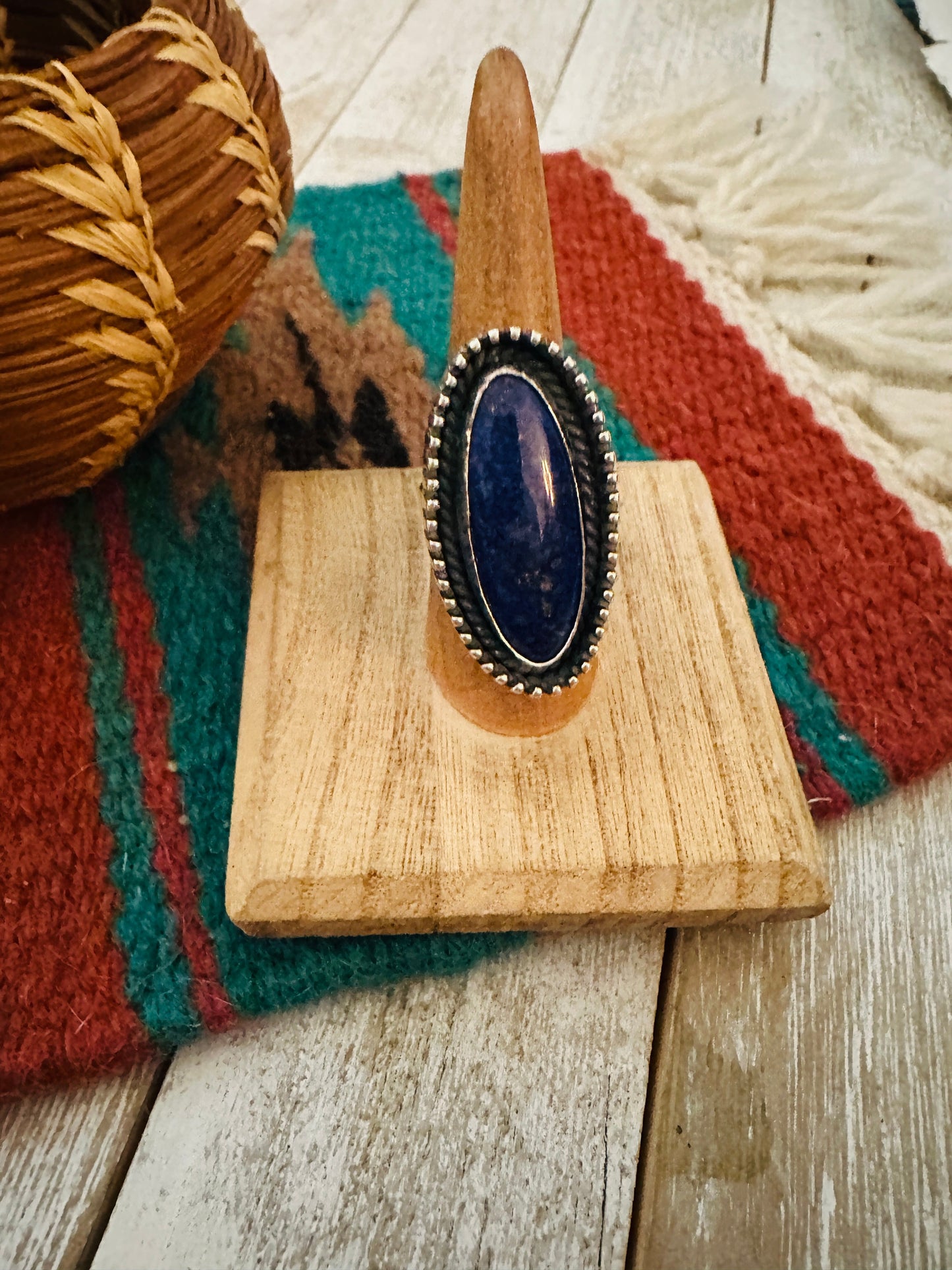 Navajo Sterling Silver & Lapis Adjustable Ring