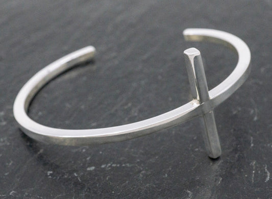 Cross Cuff Sterling Silver Bracelet