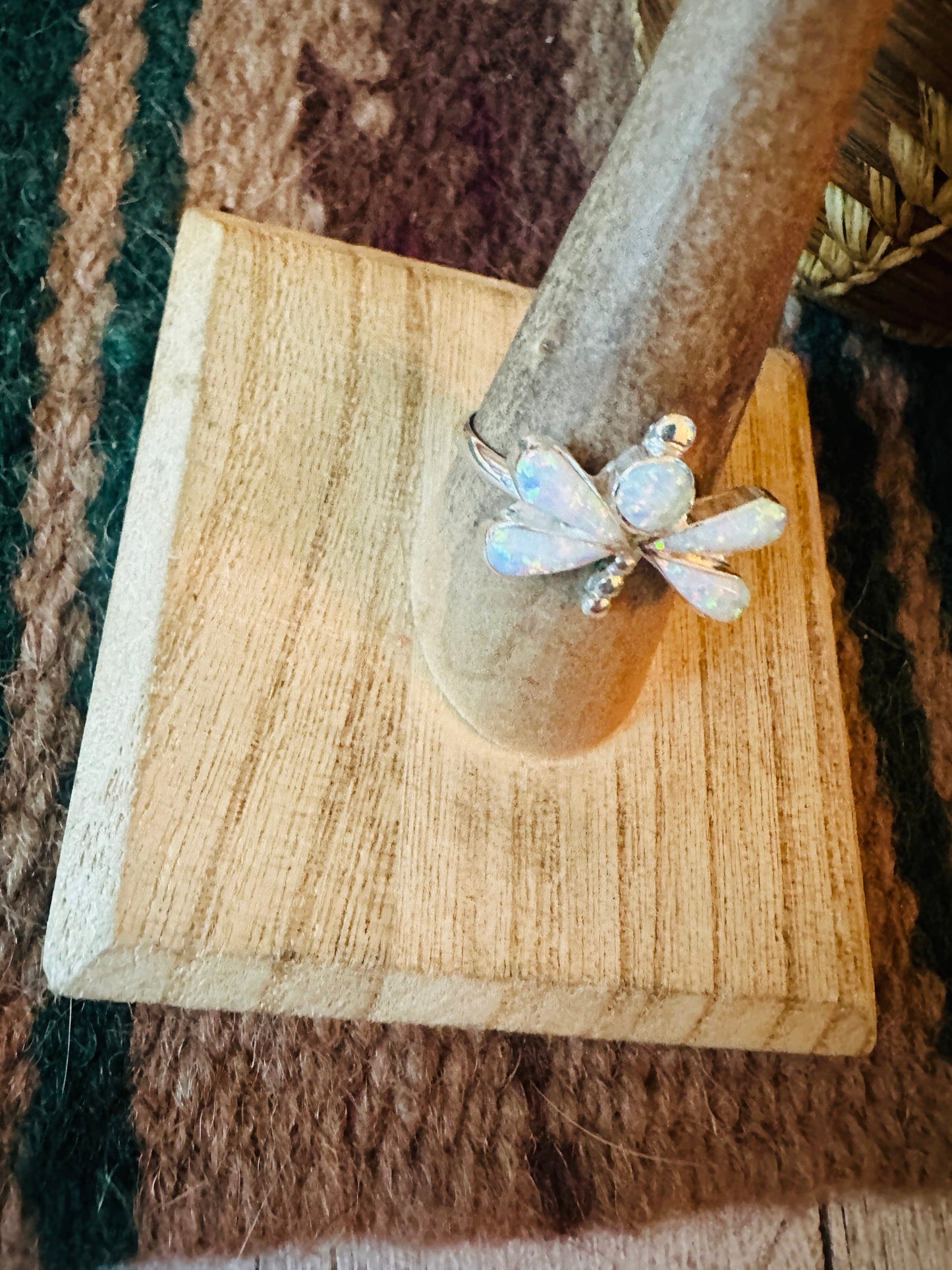 Handcrafted Sterling Silver & White Opal Dragonfly Ring