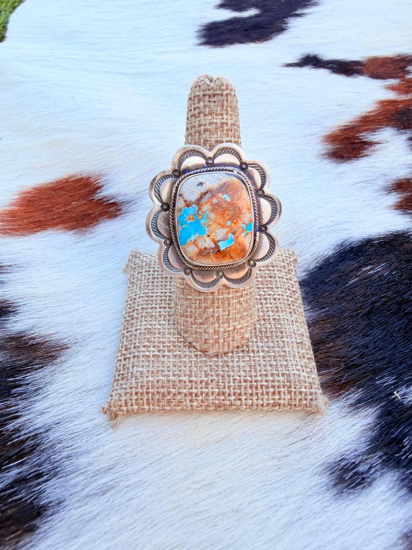 Handcrafted Royston Turquoise & Sterling Silver Ring Size 9 by Danny Henio