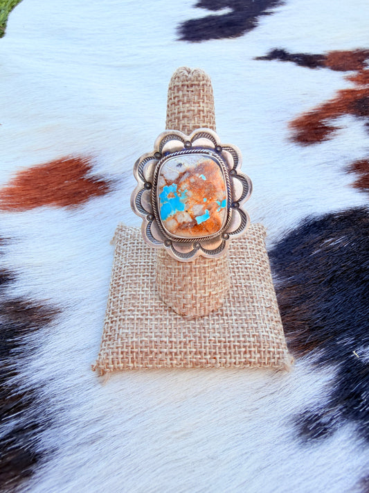 Handcrafted Royston Turquoise & Sterling Silver Ring Size 9 by Danny Henio