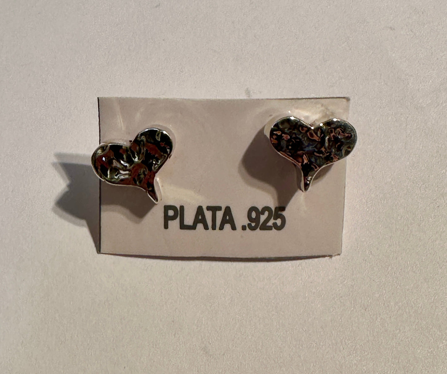 Hammered Heart Sterling Silver Stud Earrings