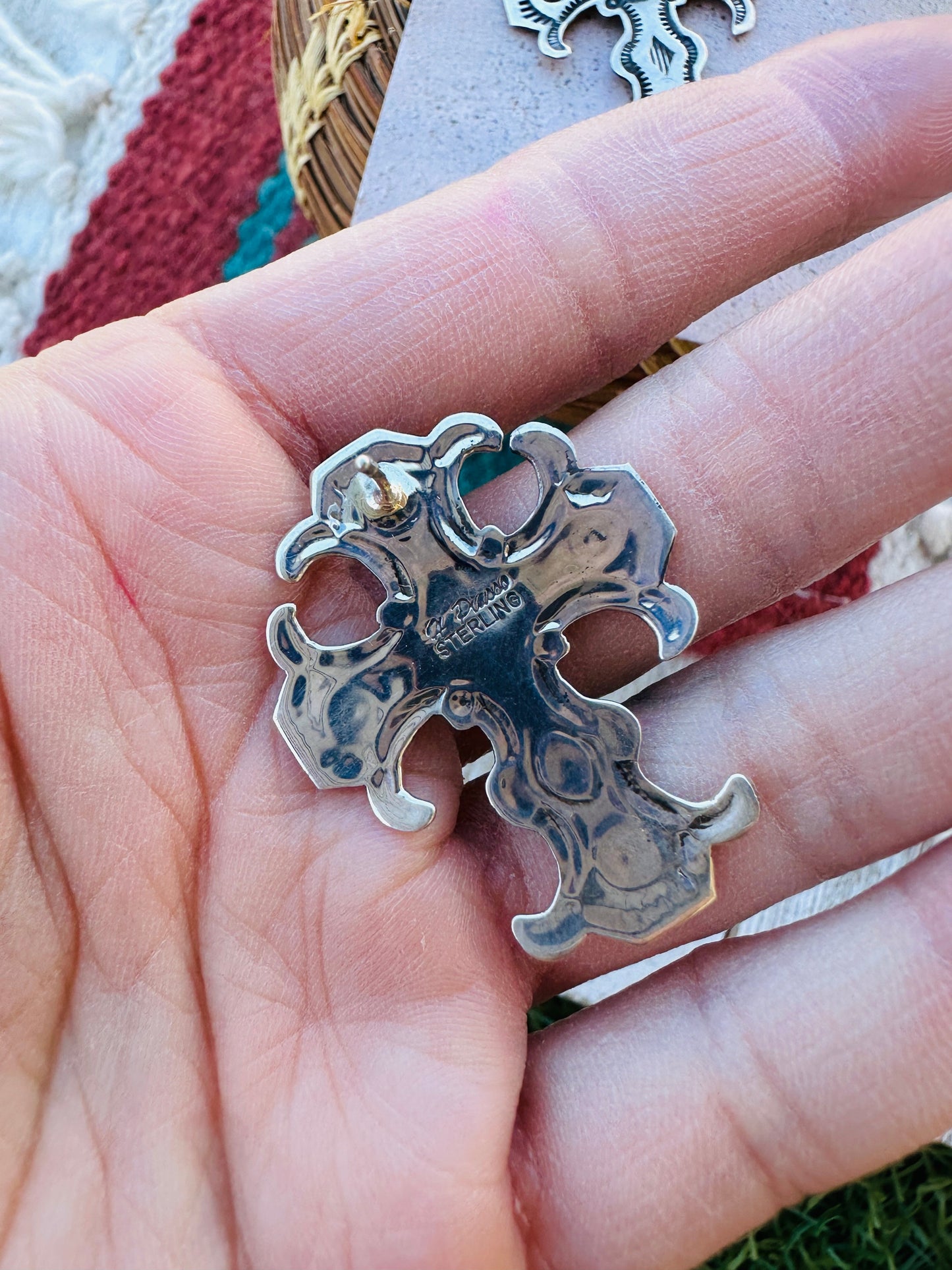 Handcrafted Sterling Silver Concho Cross Post Earrings by Happy Piasso