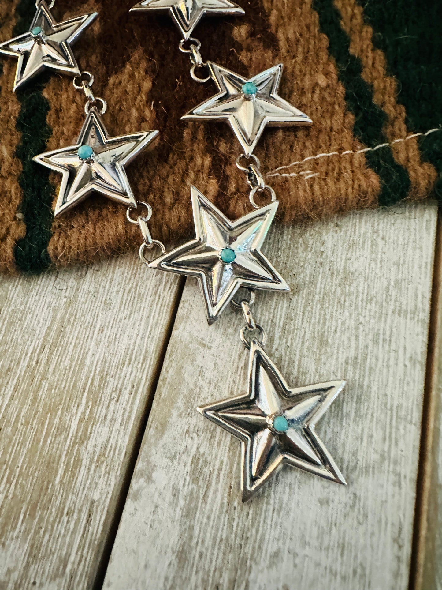 Handcrafted Turquoise & Sterling Silver Star Necklace Set