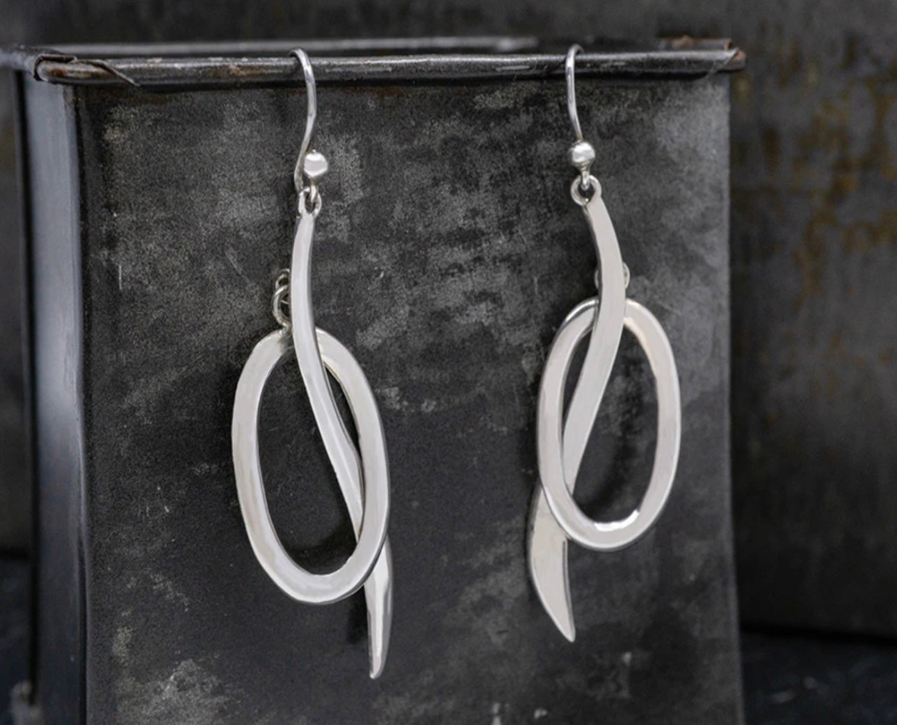 Pierced Oval Sterling Silver Earrings on Hook