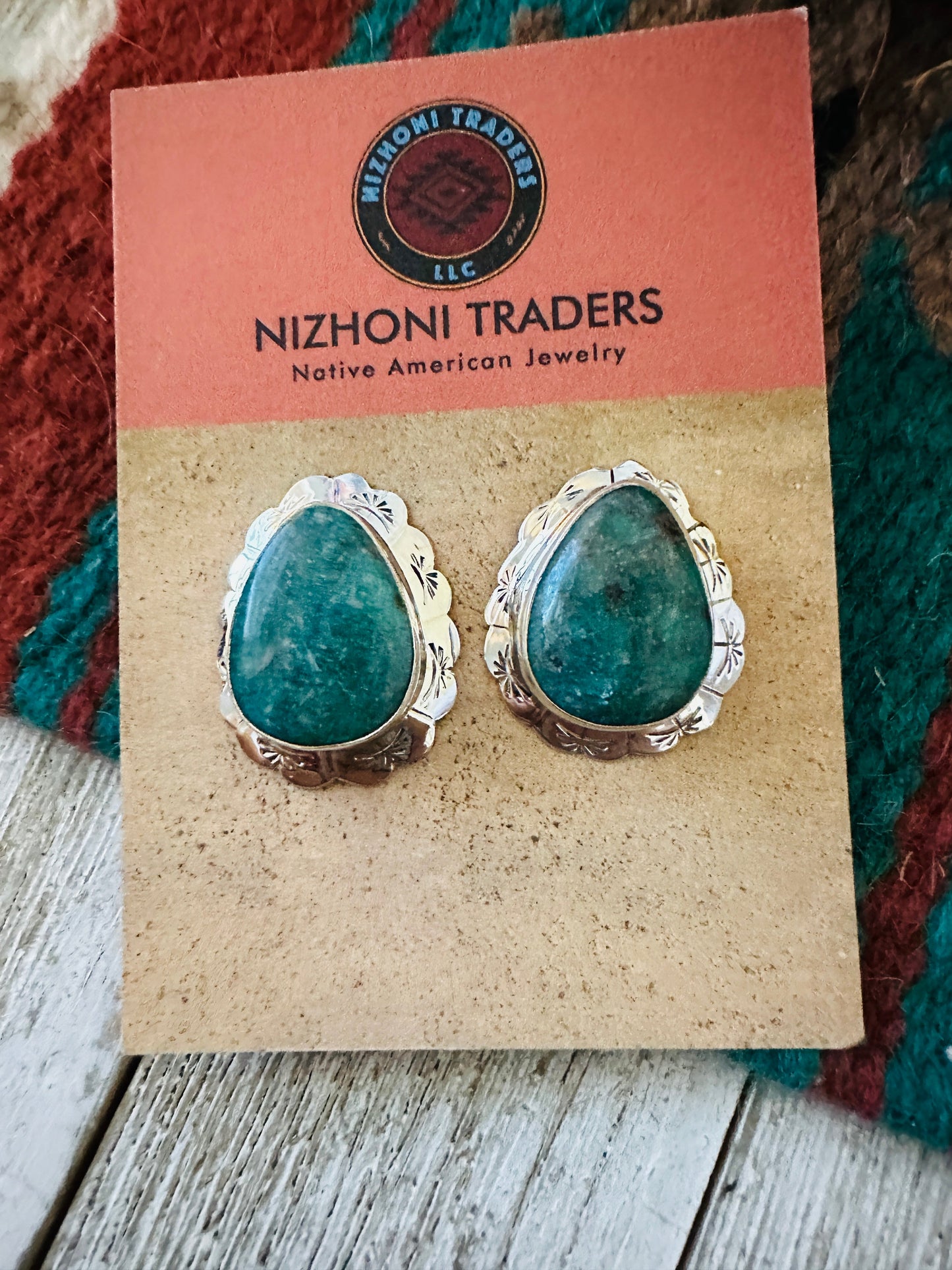 Handcrafted Turquoise & Sterling Silver Concho Post Earrings