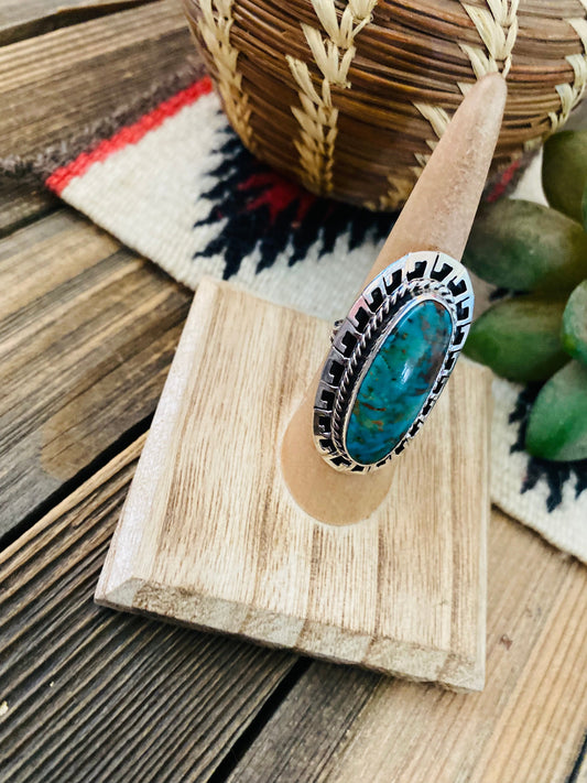 Handcrafted Royston Turquoise & Sterling Silver Ring Size 6