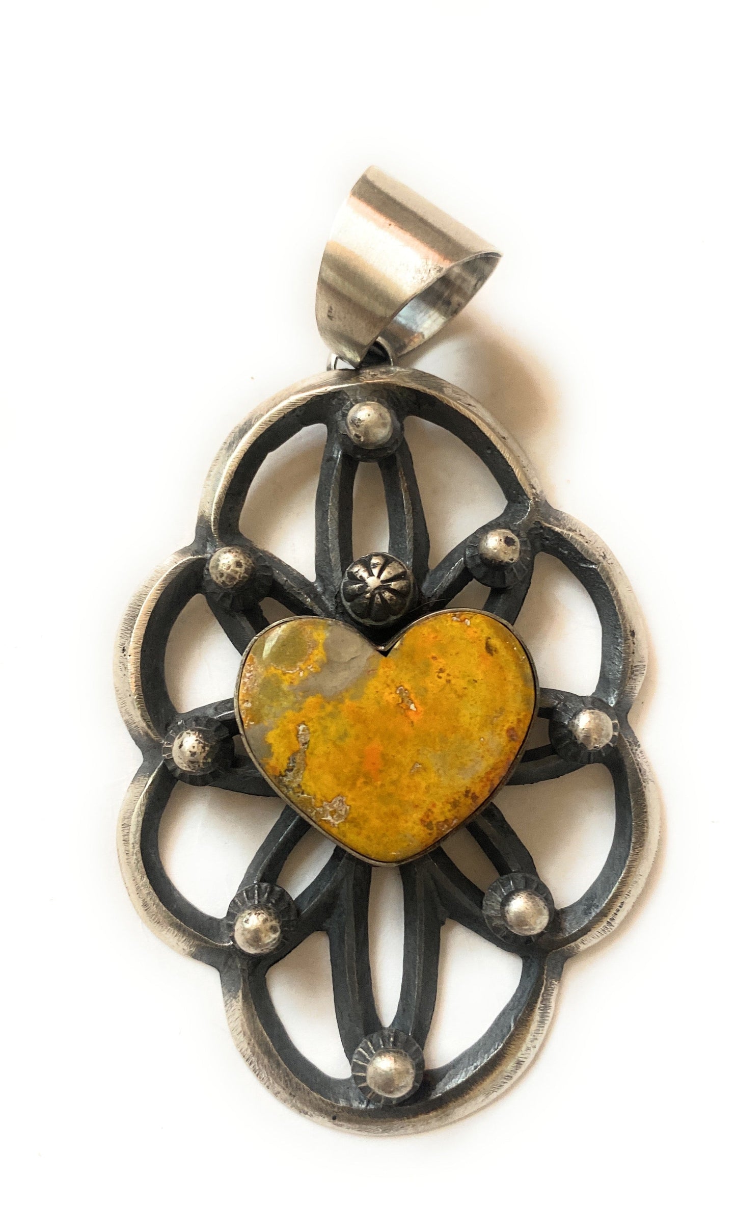 Handcrafted Sterling Silver & Bumblebee Heart Pendant By Chimney Butte