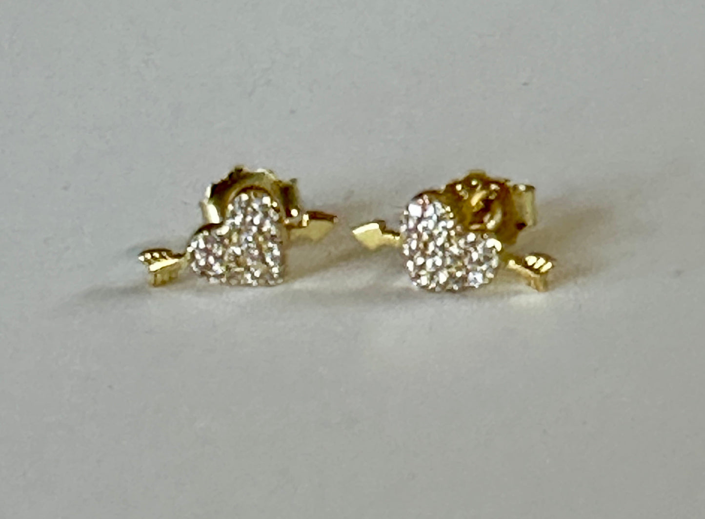 Cupid’s 14k Gold Heart Sterling Silver Earrings
