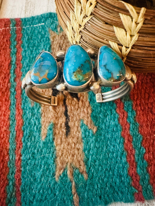 Handcrafted Turquoise & Sterling Silver Cuff Bracelet /