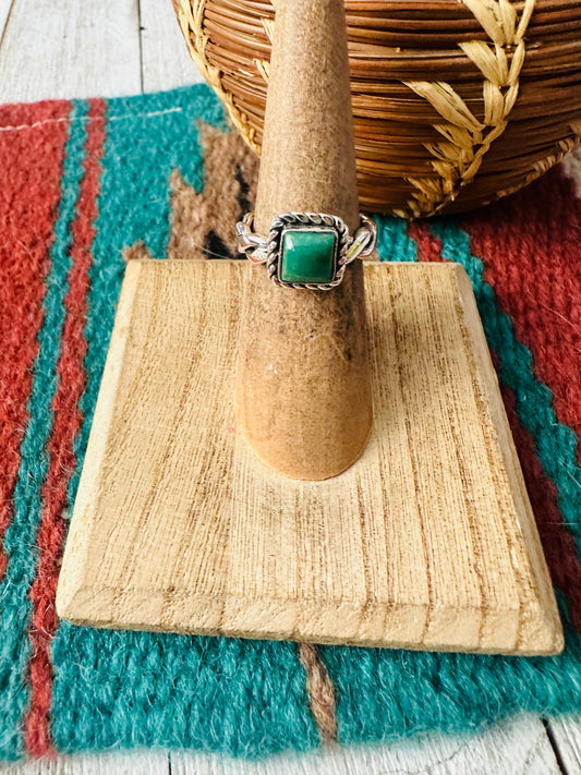 Navajo Twisted Sterling Silver & Turquoise Ring Size 4.5