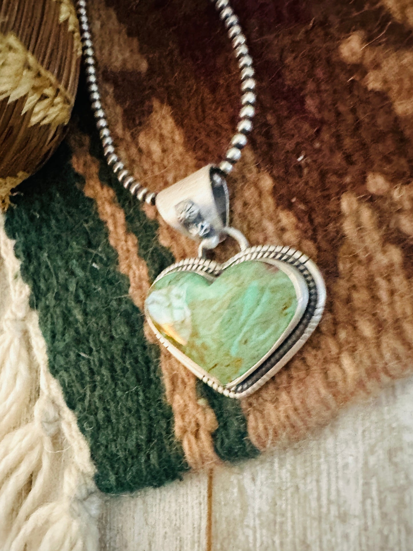 Handmade Turquoise & Sterling Silver Heart Pendant