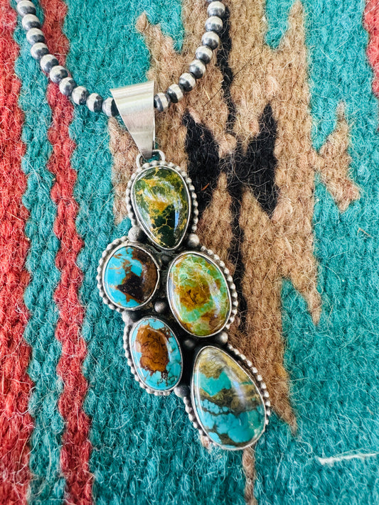Handcrafted Sterling Silver & Turquoise Cluster Pendant