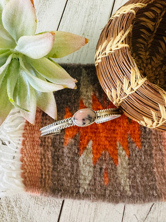 Handcrafted Rhodonite & Sterling Silver Cuff Bracelet
