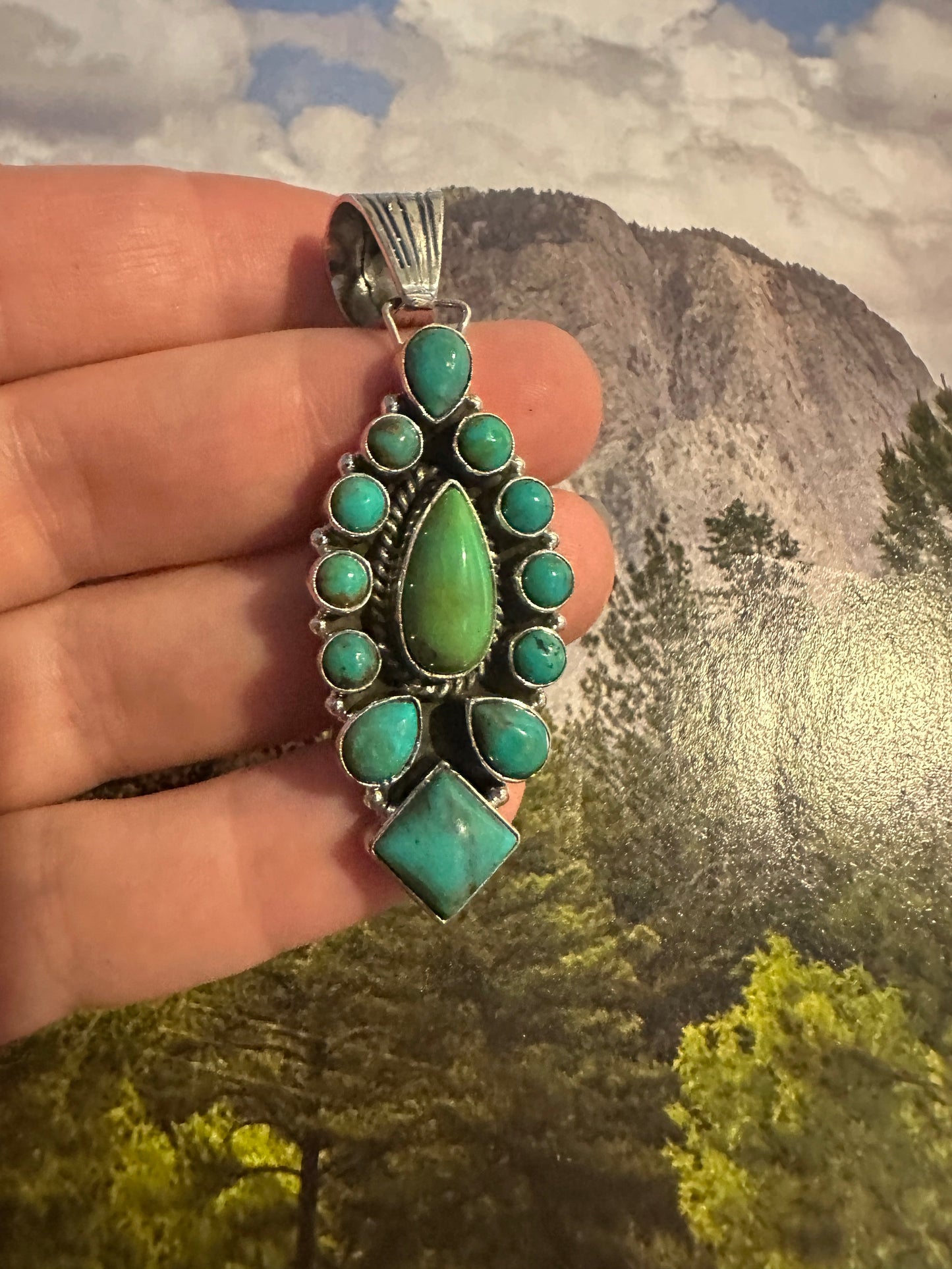 Handmade Sterling Silver Turquoise Pendant By Dan Dodson