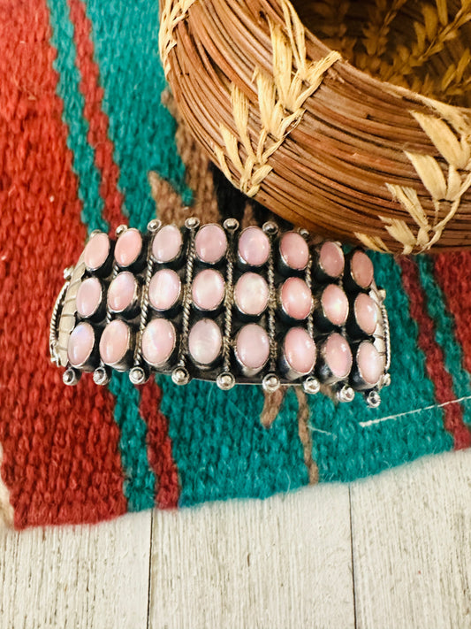 Handcrafted Sterling Silver & Mother of Pearl Cuff Bracelet