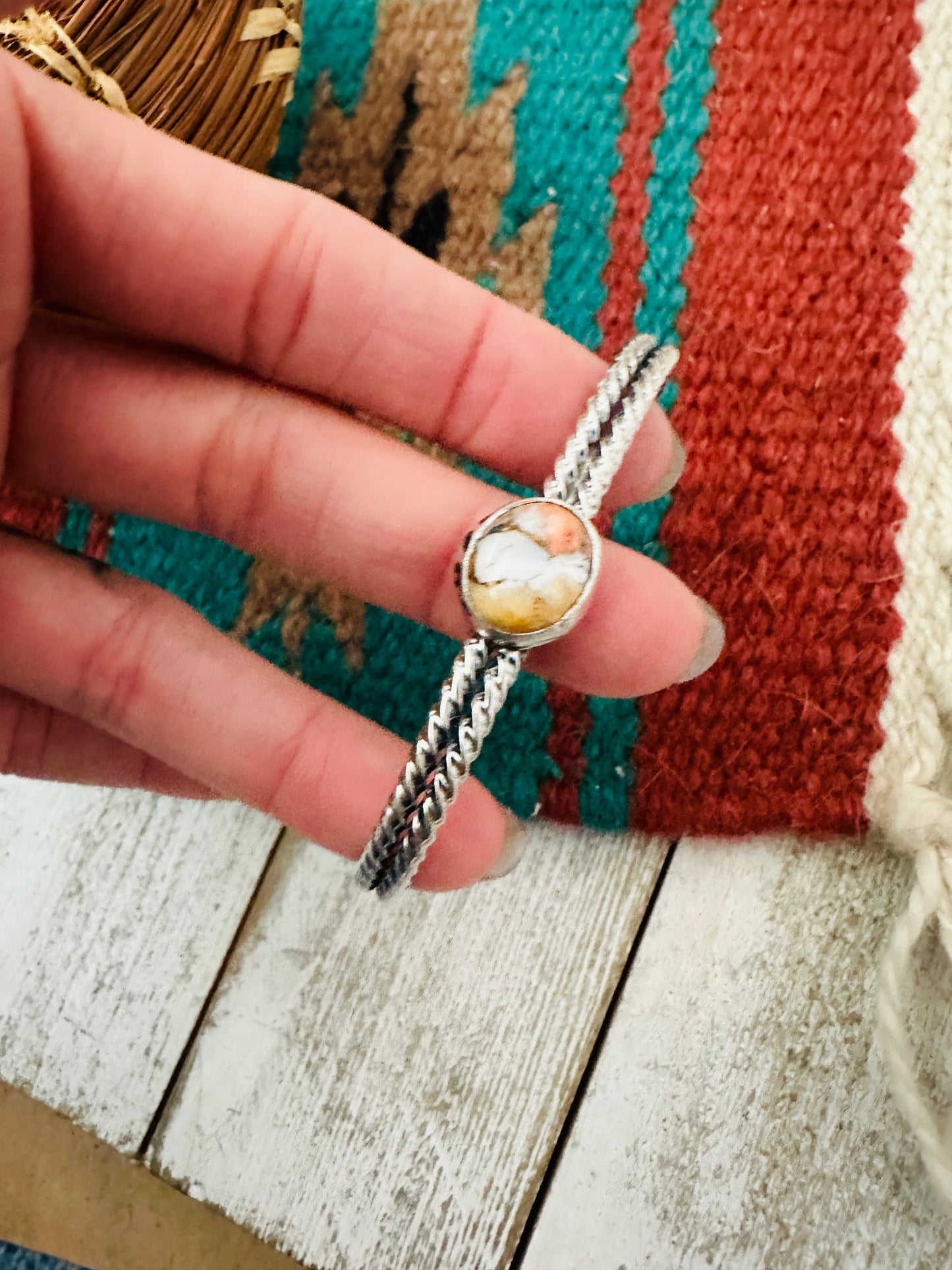 Handcrafted Sterling Silver & Spice Cuff Bracelet