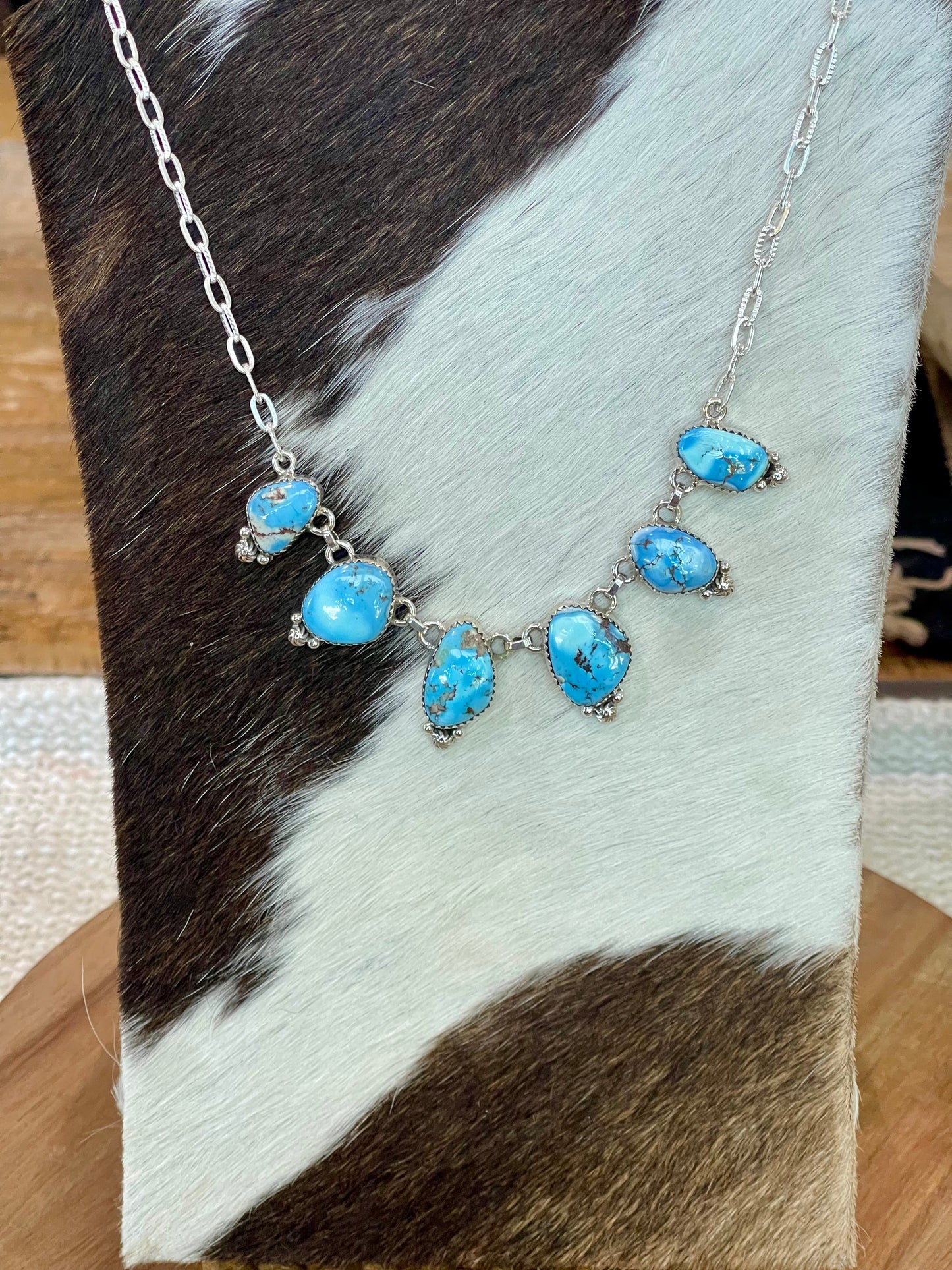 Handmade Sterling Silver & Golden Hills 6 Stone Necklace