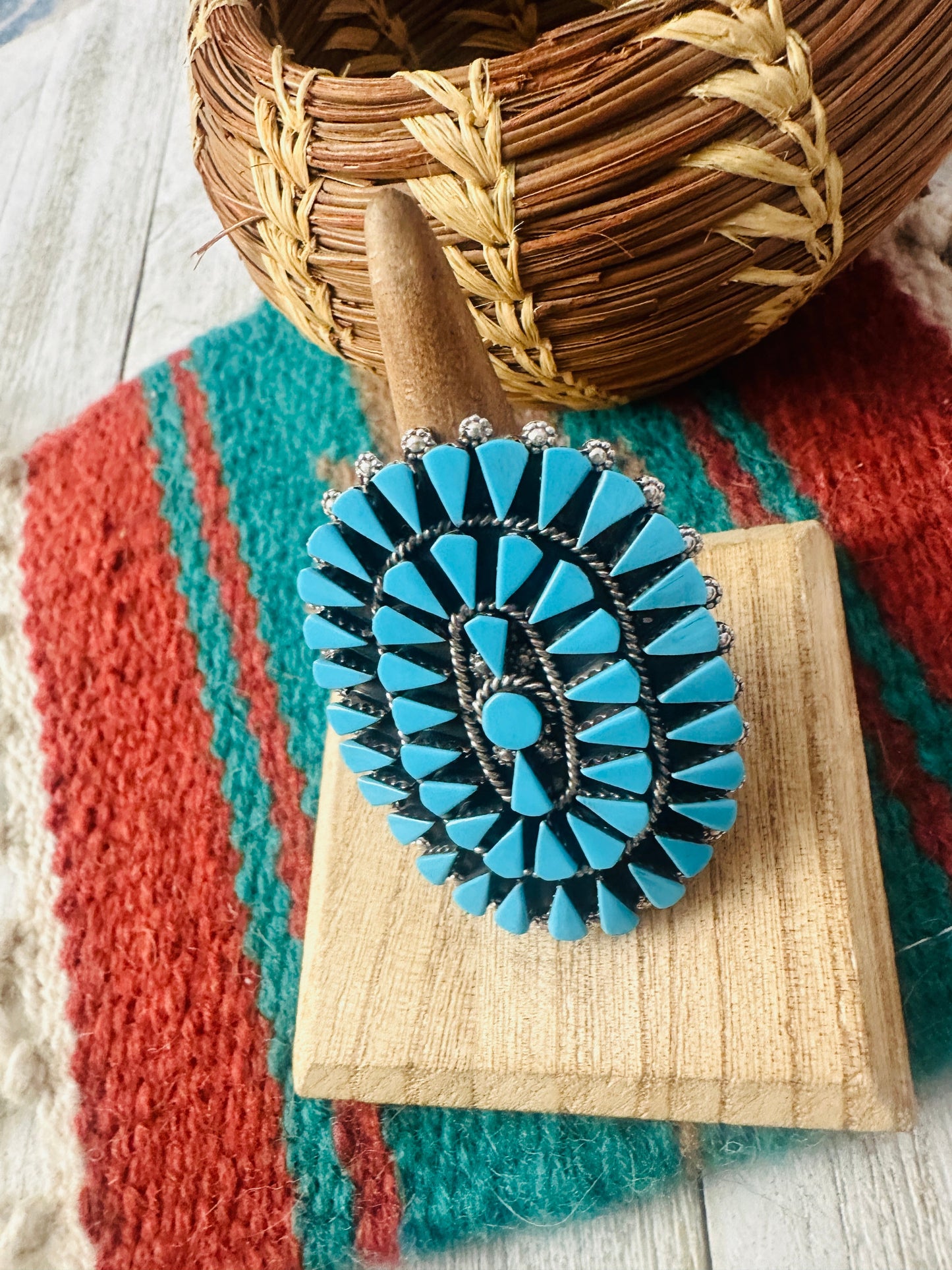 Handcrafted Sterling Silver & Turquoise Cluster Ring