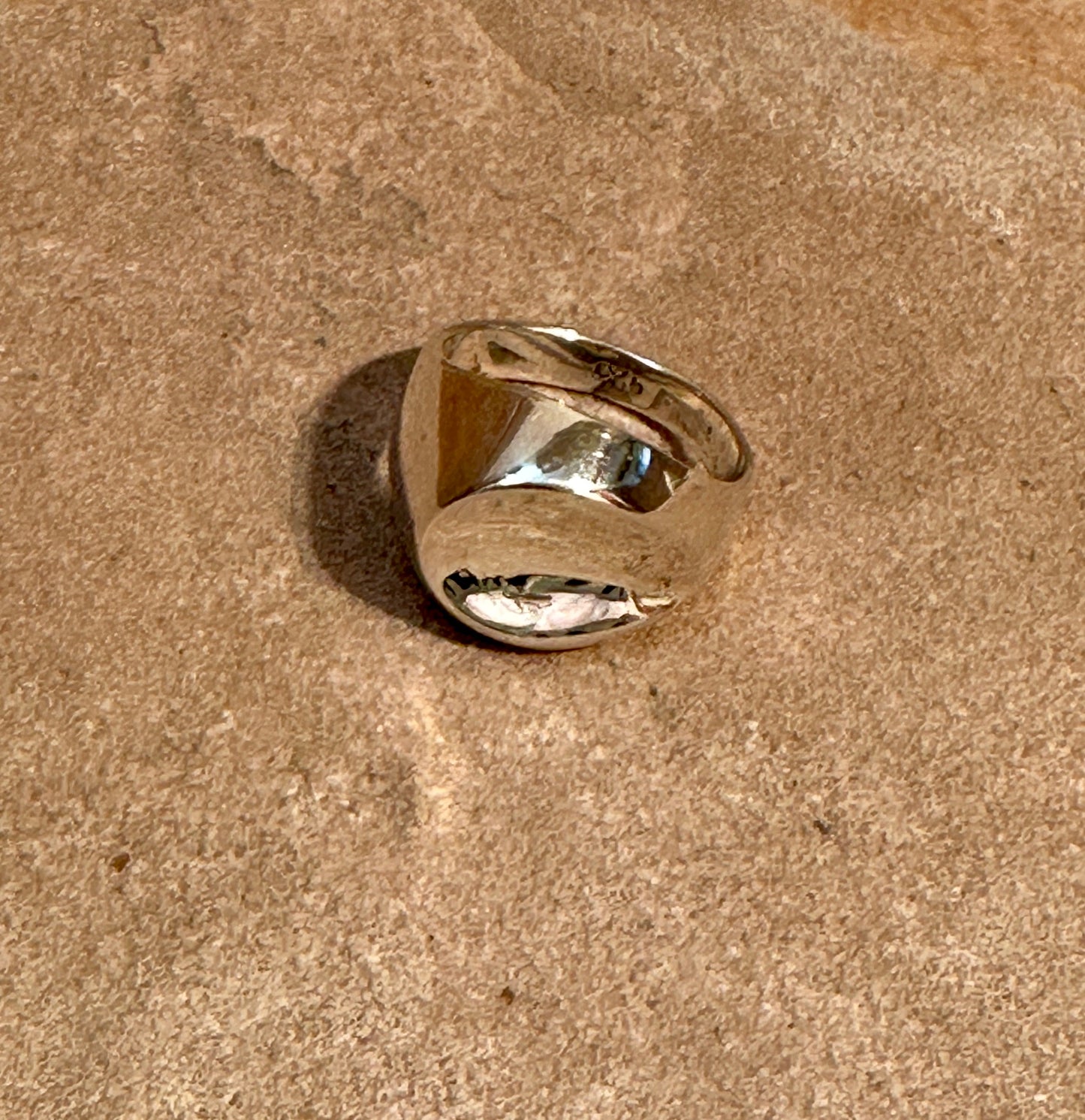 Heavy Thumbprint Sterling Silver Ring Size 9