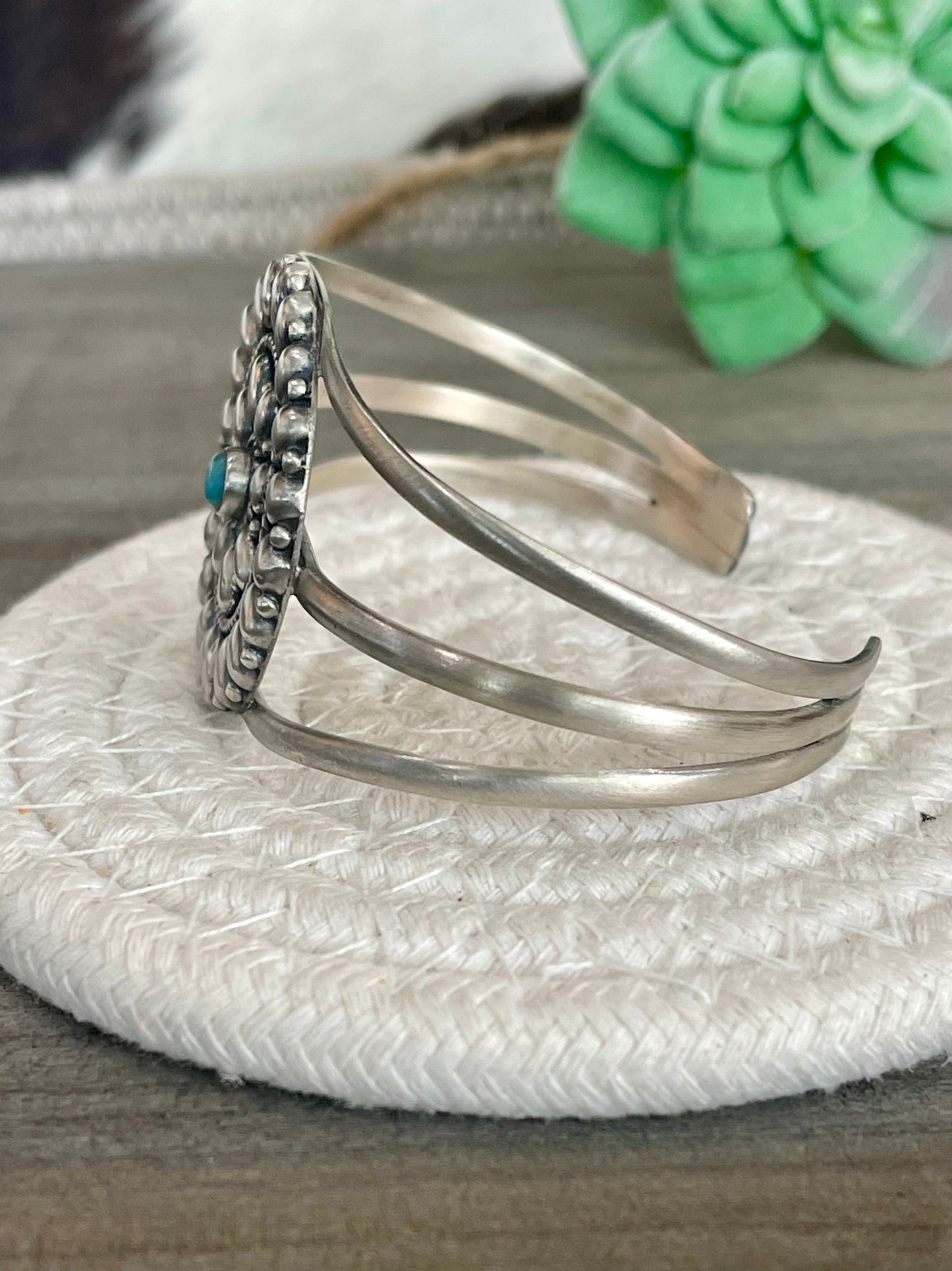 Nizhoni Handmade Sterling Silver & Turquoise Adjustable Cuff Bracelet