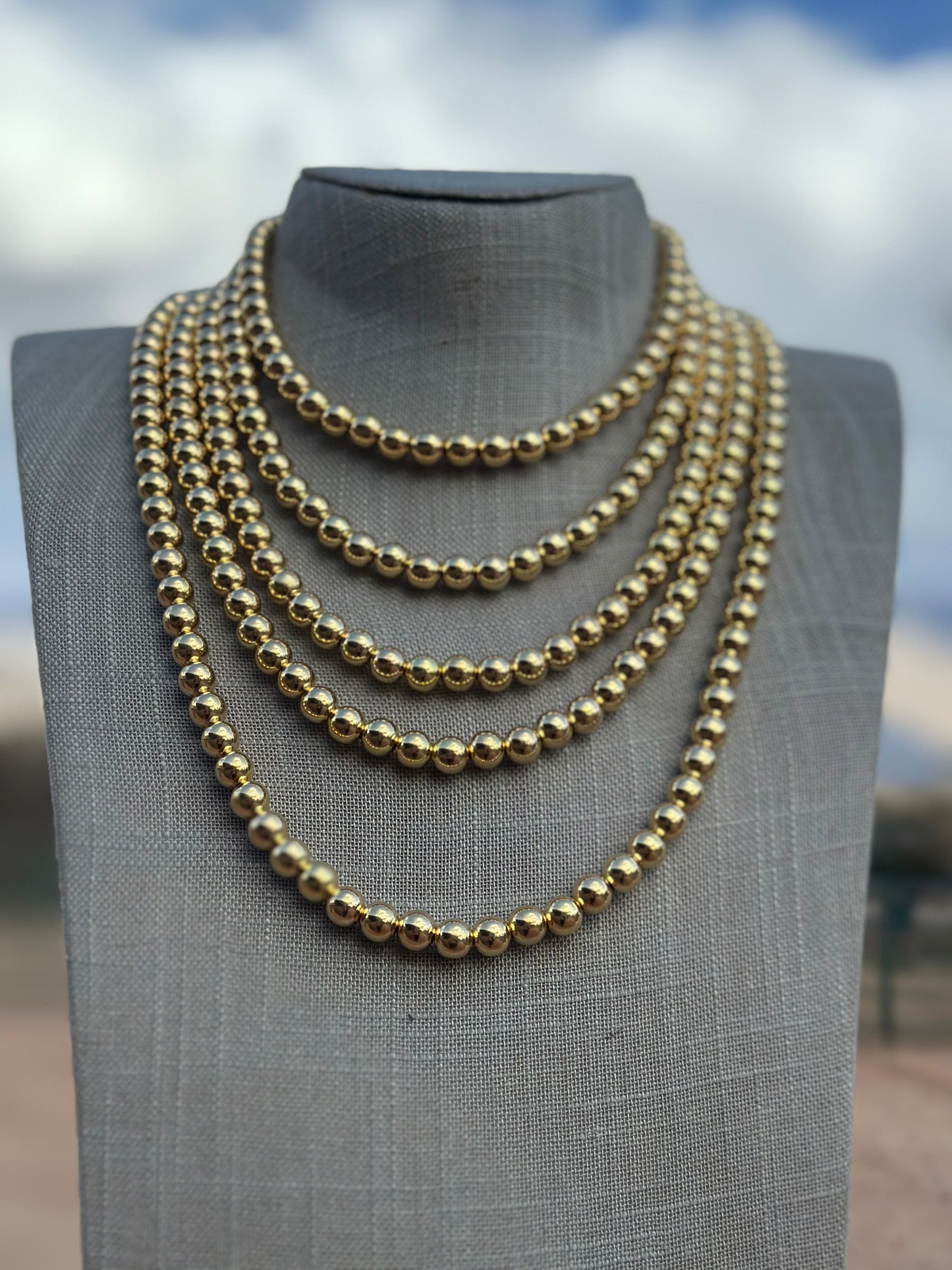 Handcrafted 14kt Gold Overlay & Sterling Silver Beaded 8mm Necklace
