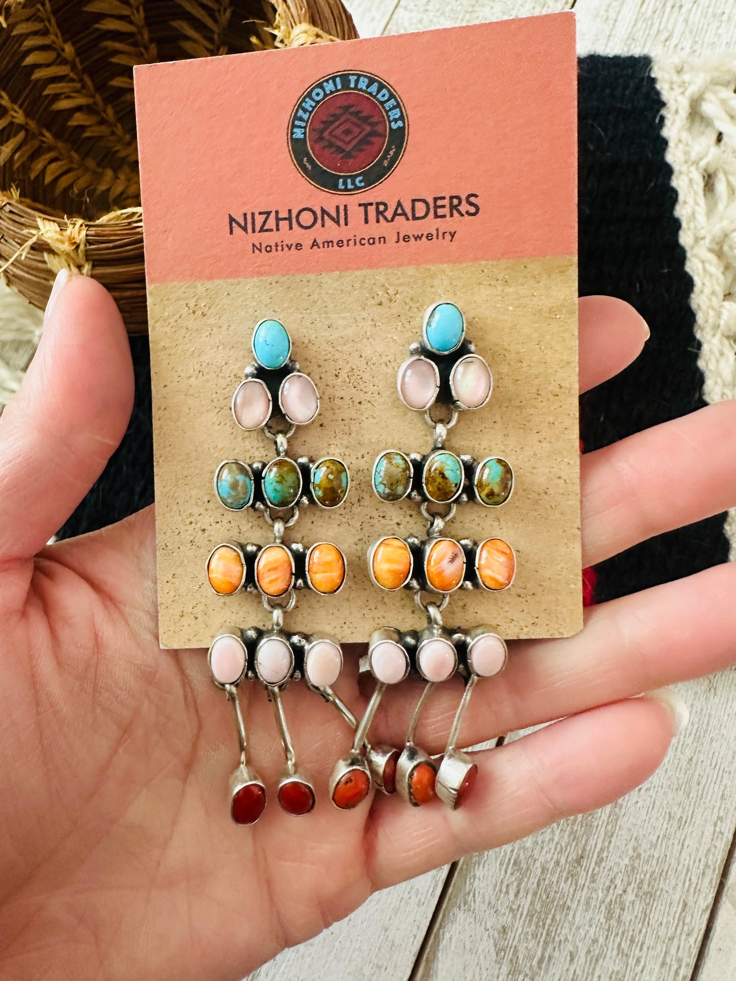 Handcrafted Multi Stone & Sterling Silver Chandelier Dangle Earrings by Marcella James