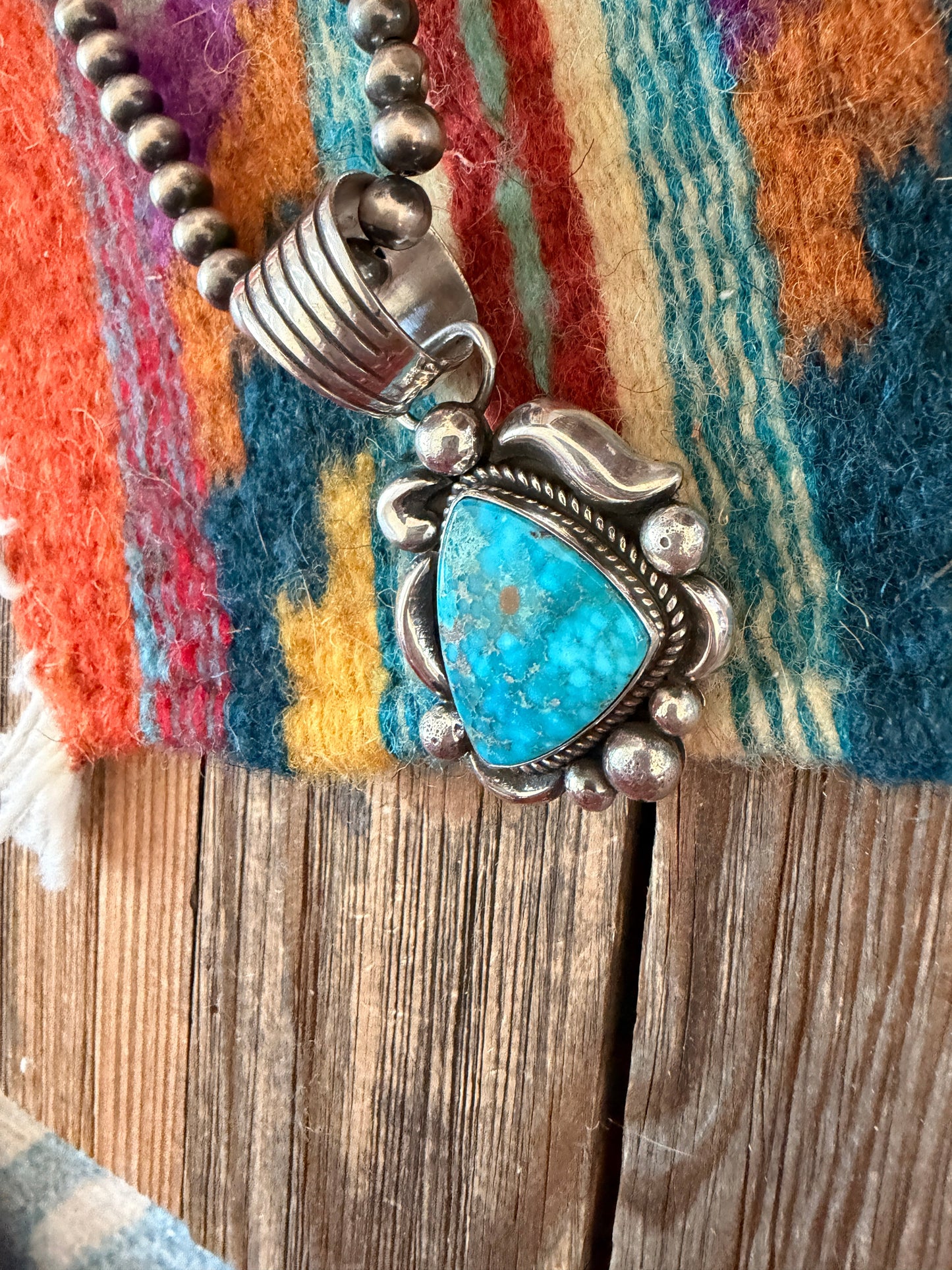 Handcrafted Sterling Silver & Turquoise Pendant by Albert Jake