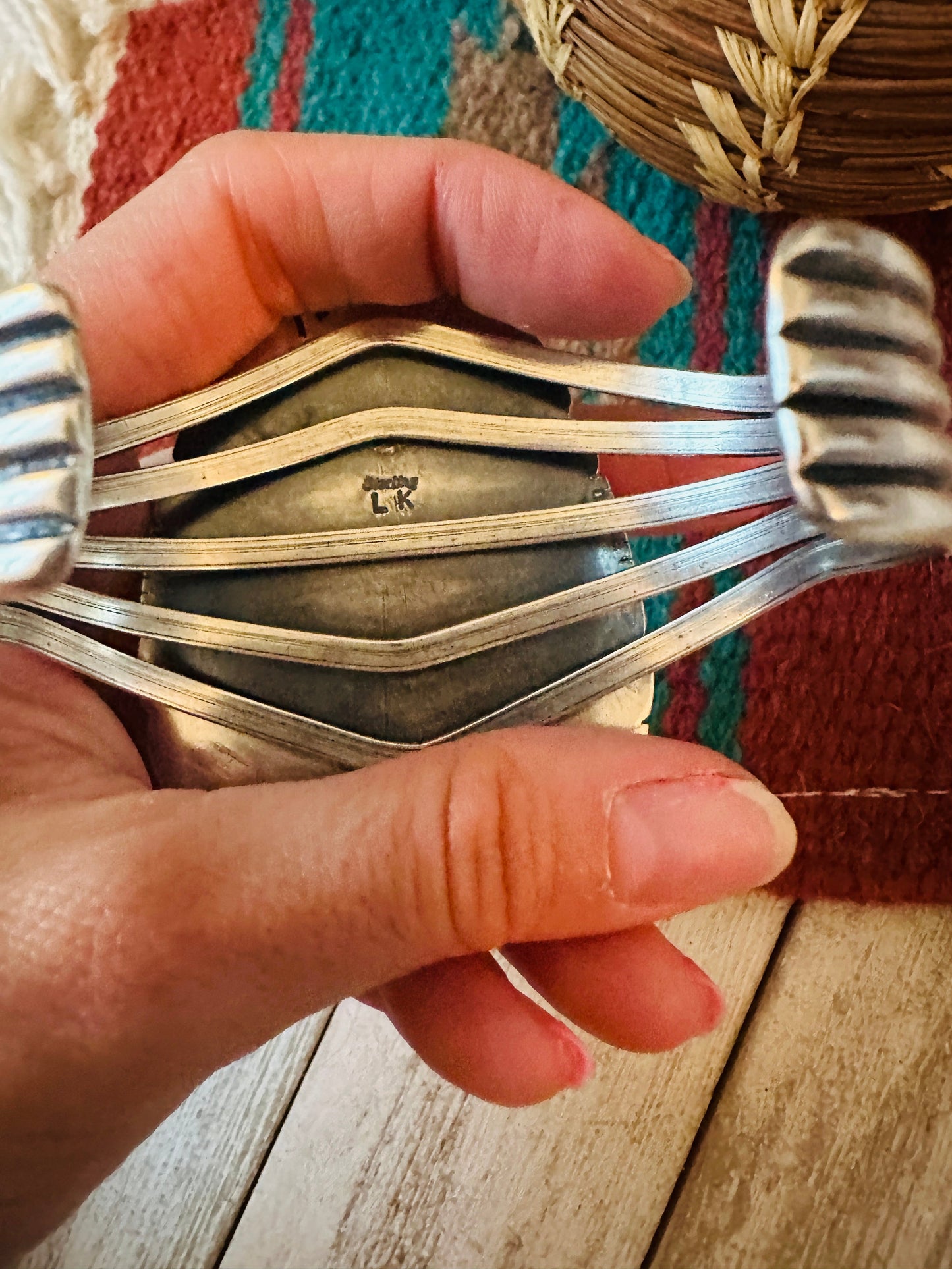 Handcrafted Sterling Silver & Number 8 Turquoise Cuff Bracelet