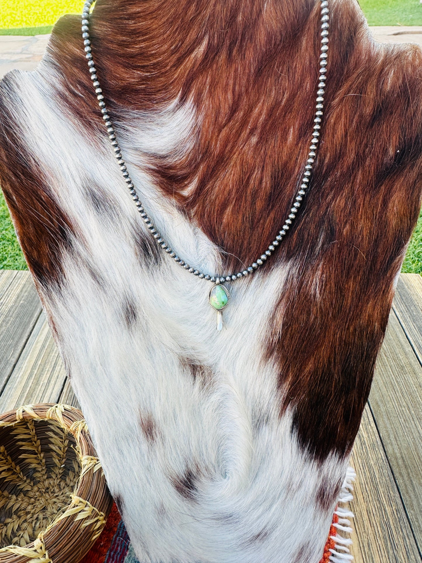 Handcrafted Turquoise & Sterling Silver Beaded Blossom Necklace