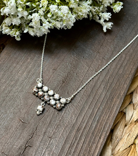 Handmade Sterling Silver & Wild Horse Tear Drop Dangle, Bar Necklace