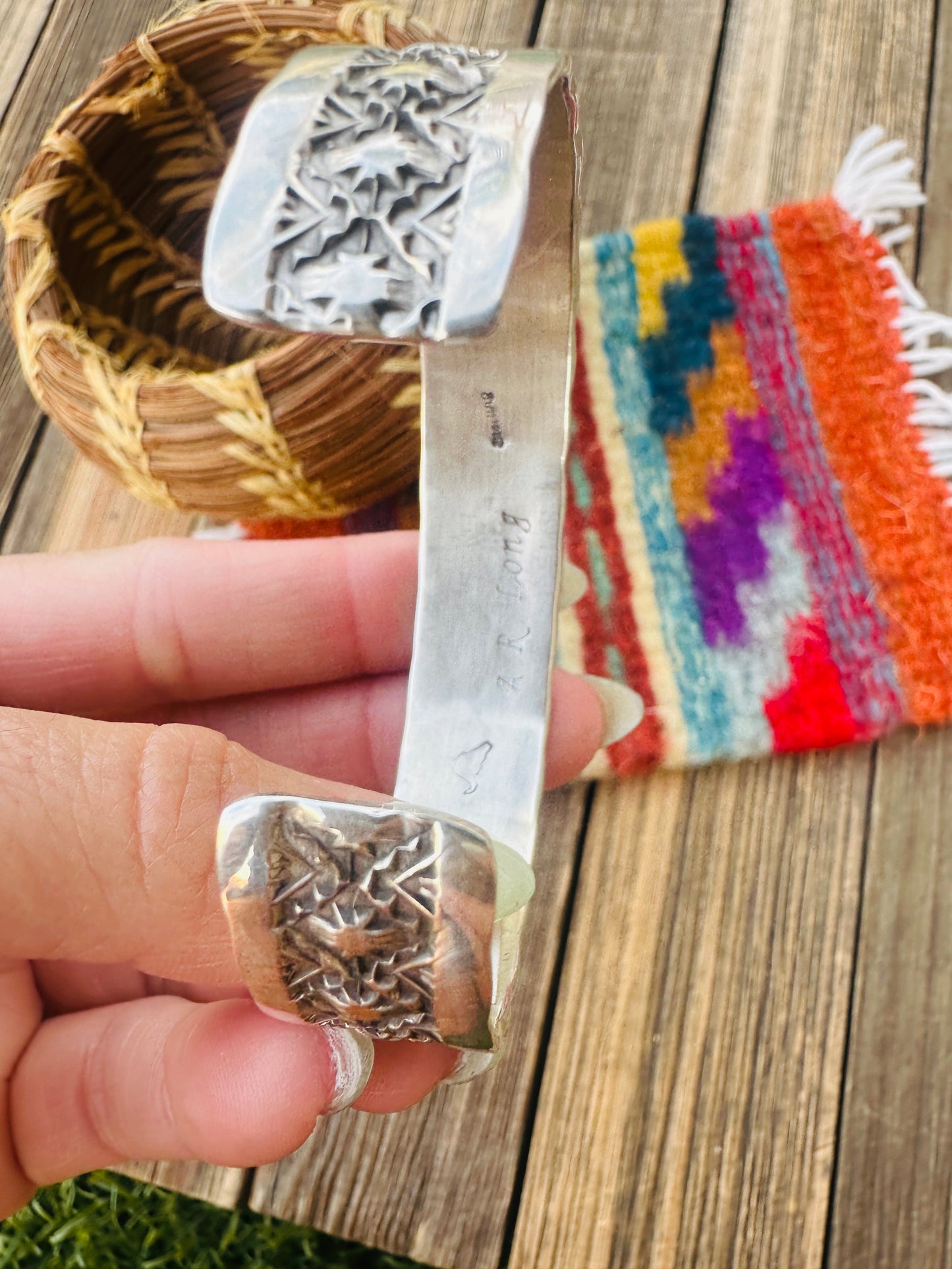 Handcrafted Sterling Silver Cuff Bracelet By Adrian Reeves Long