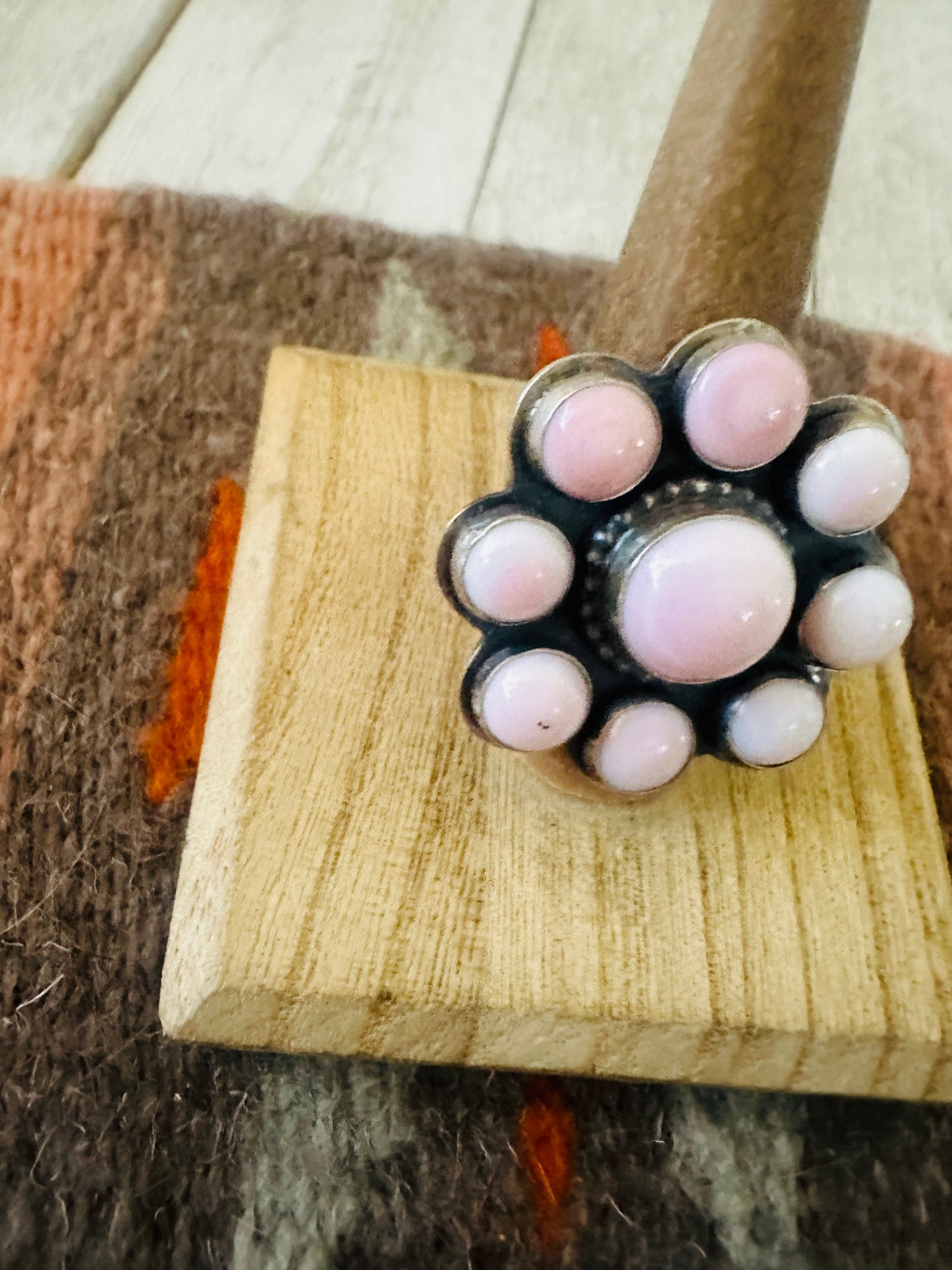 Handcrafted Sterling Silver & Queen Pink Conch Cluster Ring