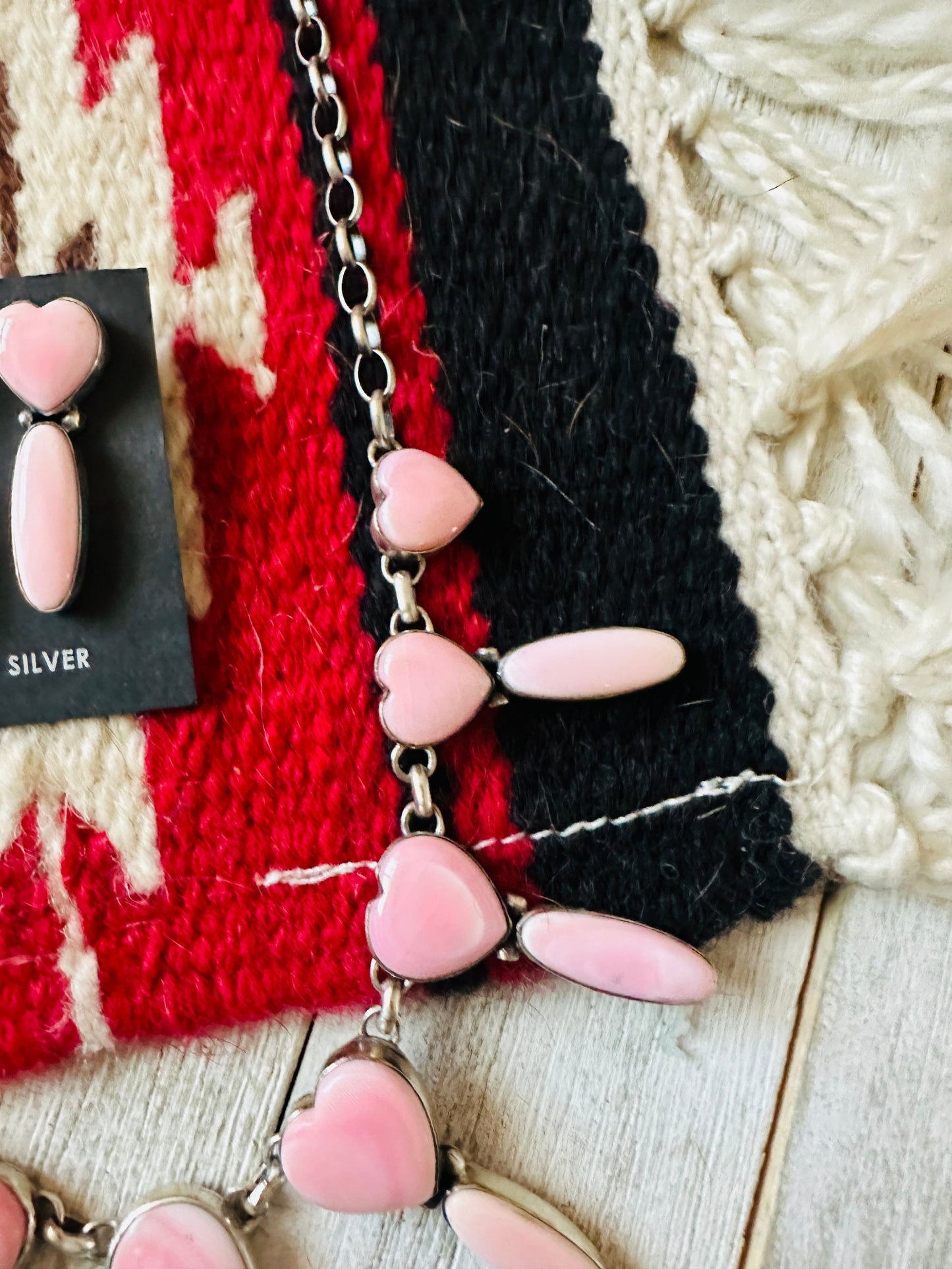 Handcrafted Queen Pink Conch & Sterling Silver Heart Necklace Set