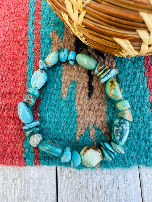 Handmade Kingman Turquoise Beaded Stretch Bracelet