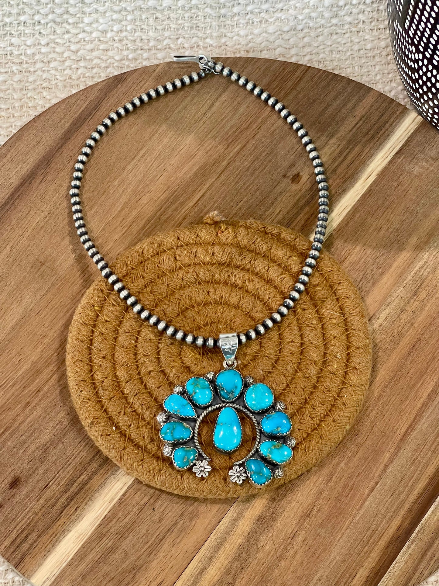 Handmade Sterling Silver & South Hill Sonoran Turquoise Naja Cluster Pendant