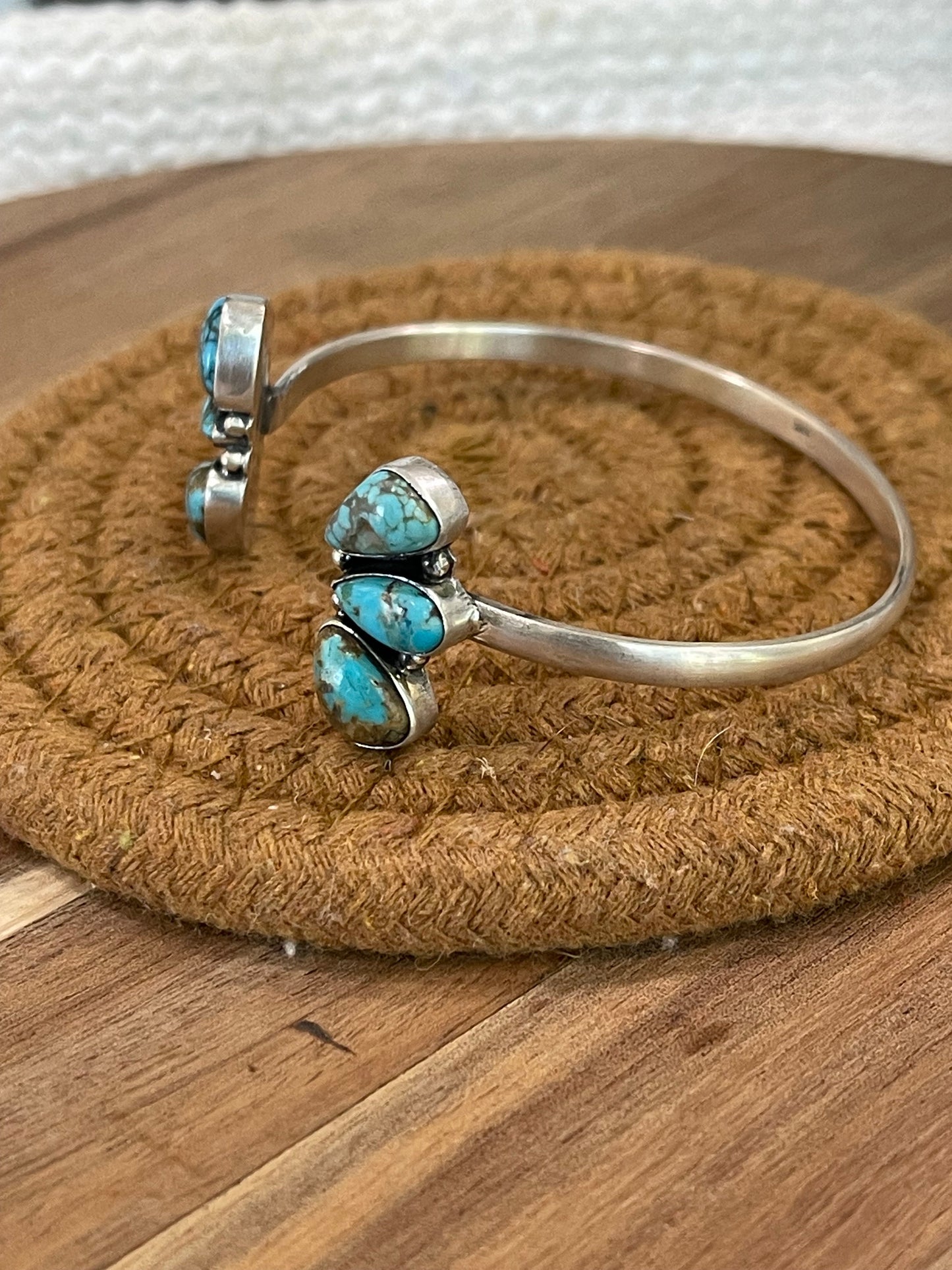 Handcrafted Sterling Silver & Turquoise #8 Cuff Bracelet