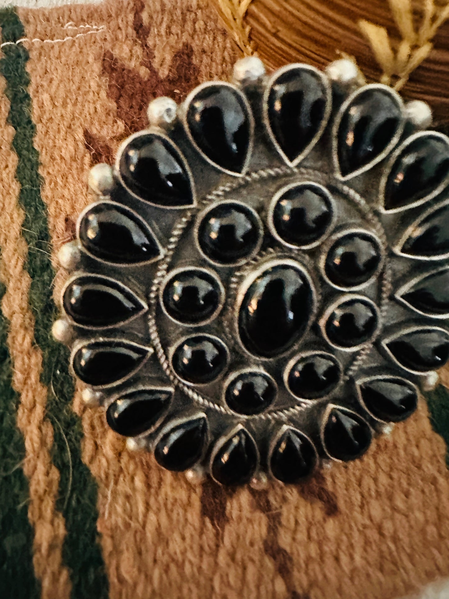 Handcrafted Sterling Silver & Black Onyx Cluster Adjustable Ring