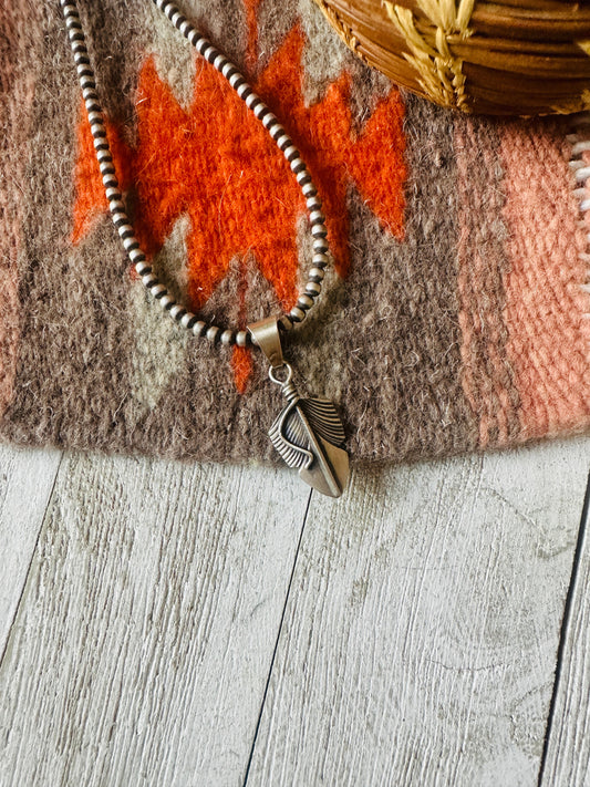Handcrafted Sterling Silver Feather Pendant