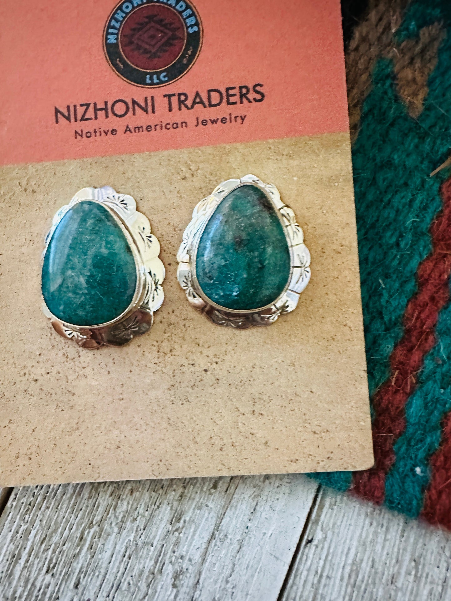 Handcrafted Turquoise & Sterling Silver Concho Post Earrings