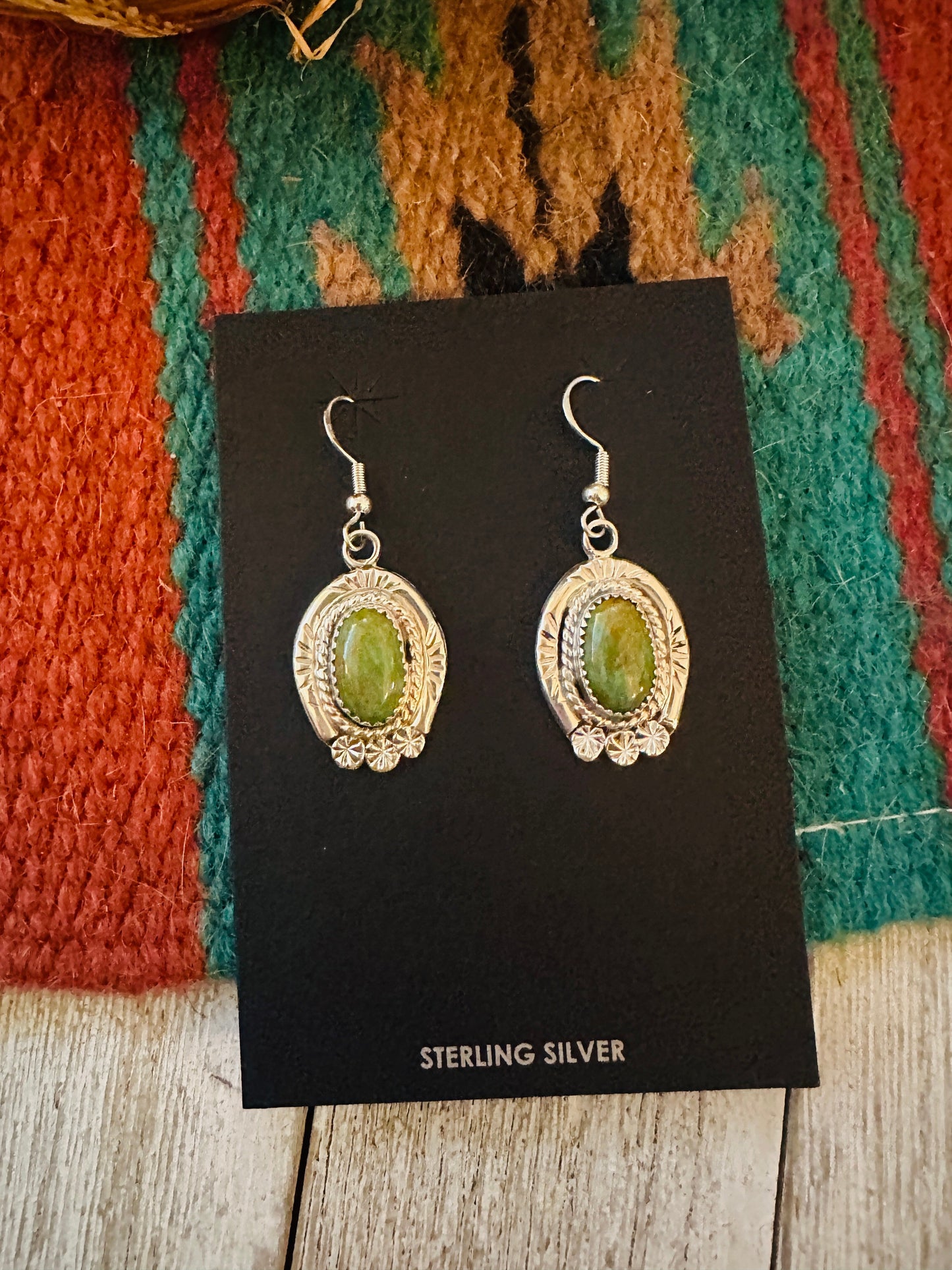 Handcrafted Royston Turquoise & Sterling Silver Dangle Earrings