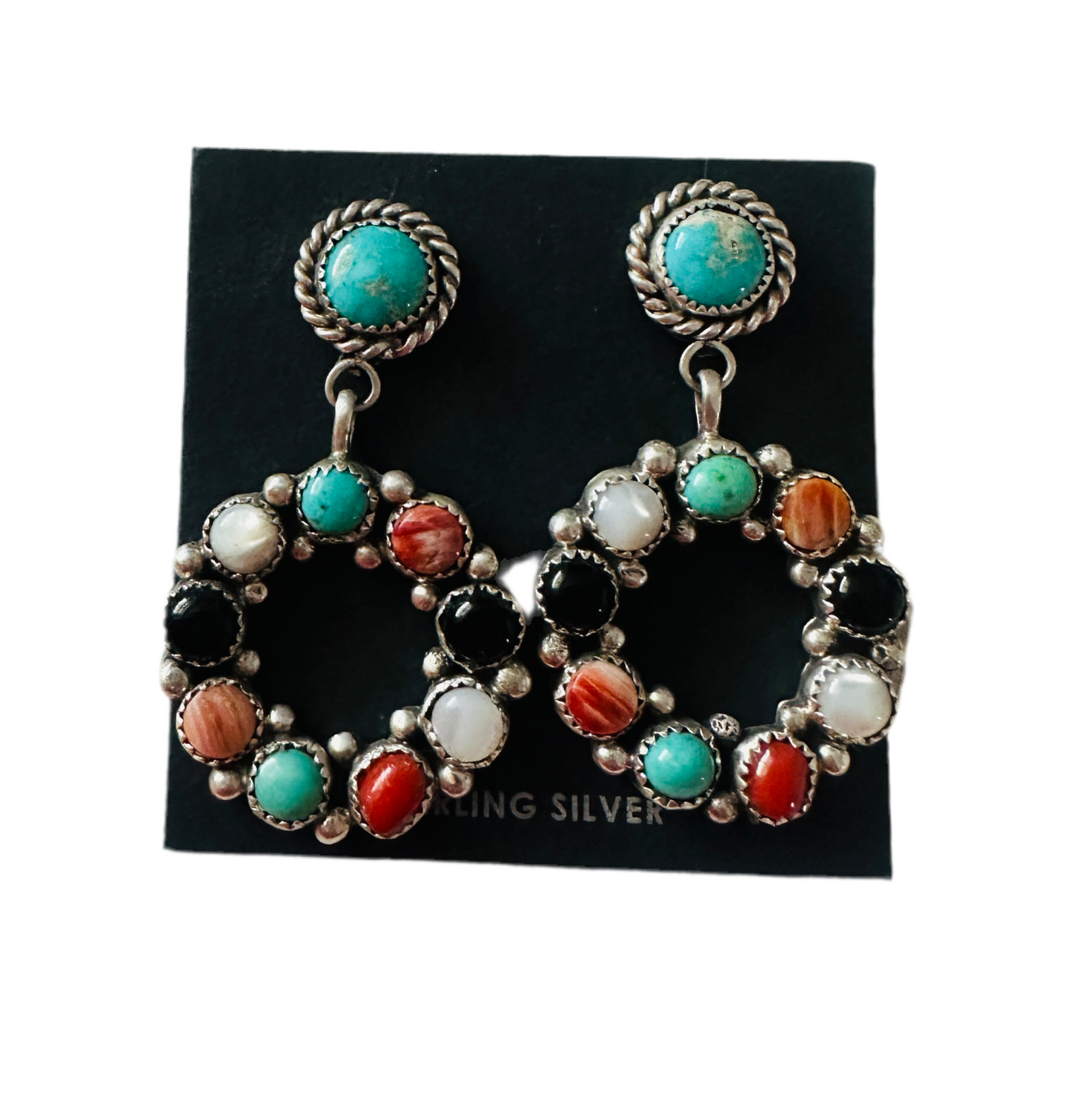 Handcrafted Sterling Silver & Multi Stone Dangle Earrings