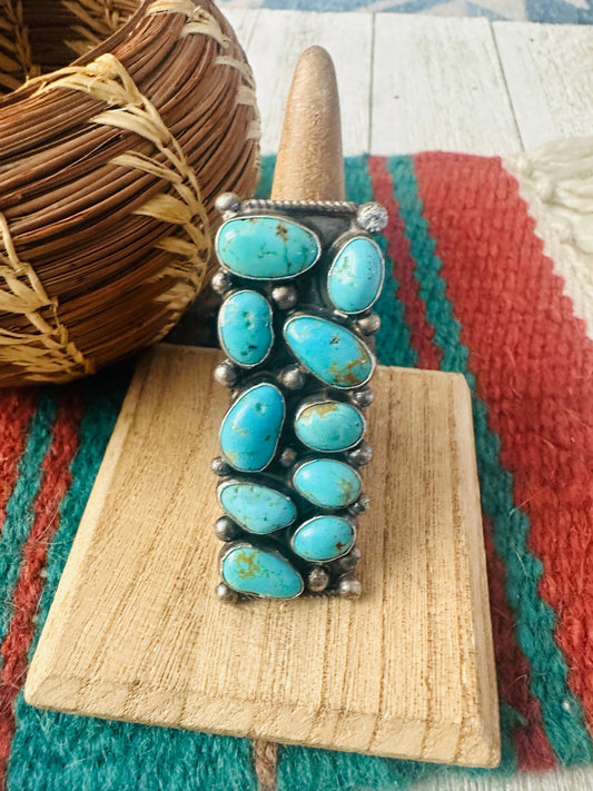 Navajo Turquoise & Sterling Silver Adjustable Ring by Jacqueline Silver