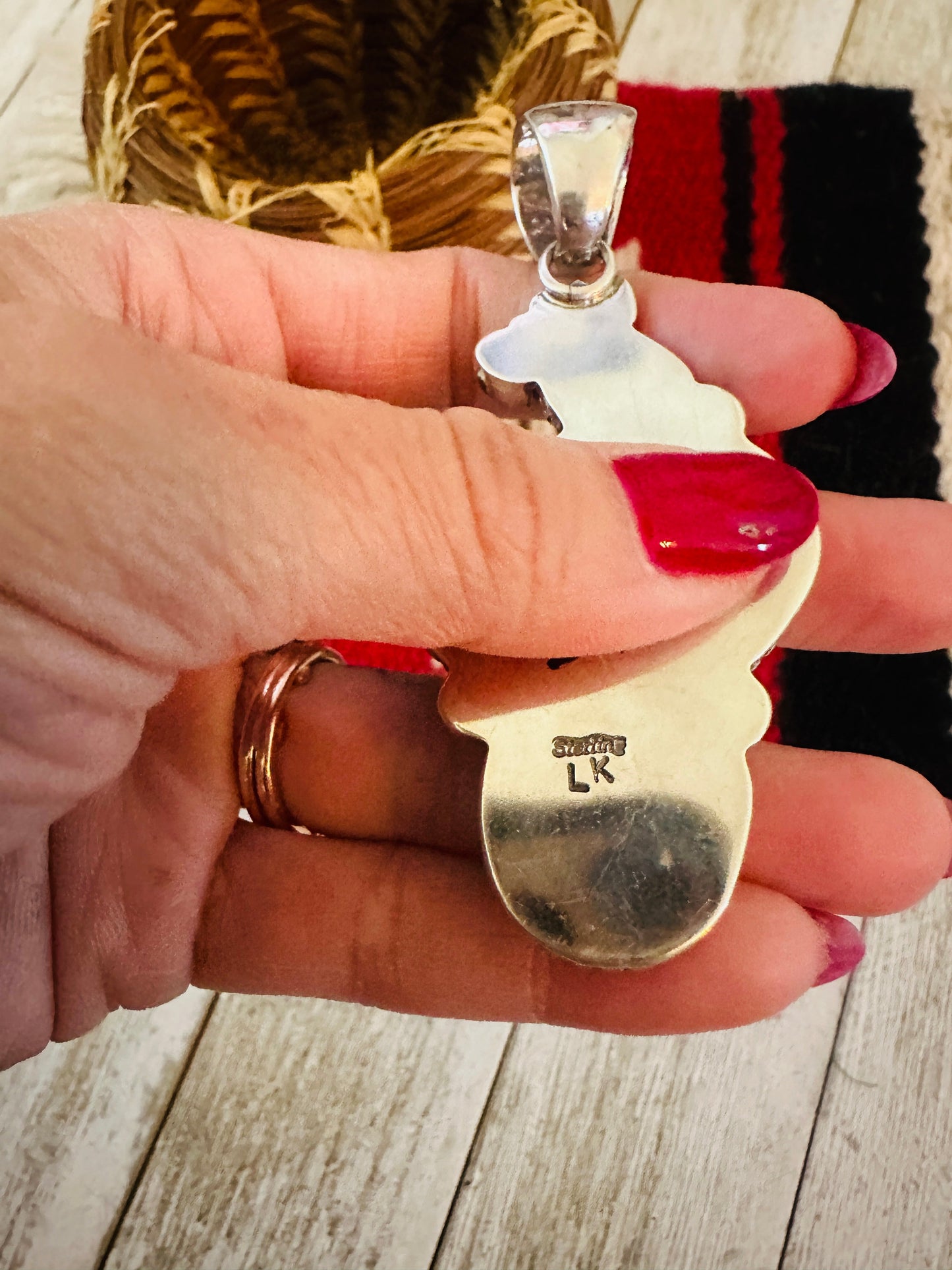 Handcrafted Sterling Silver, White Buffalo & Turquoise Cactus Pendant