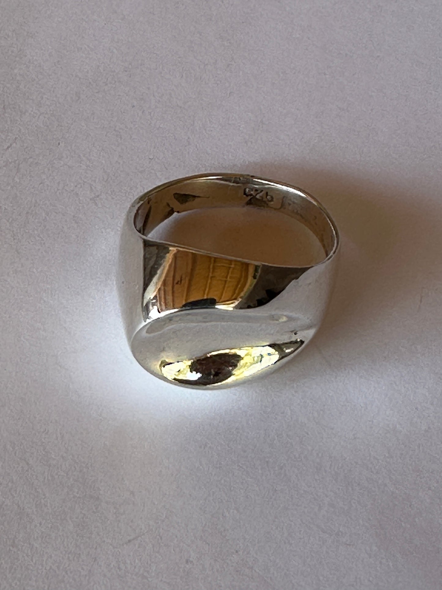 Heavy Thumbprint Sterling Silver Ring Size 9