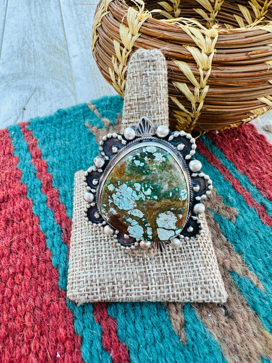 Hand Crafted Turquoise & Sterling Silver Adjustable Ring